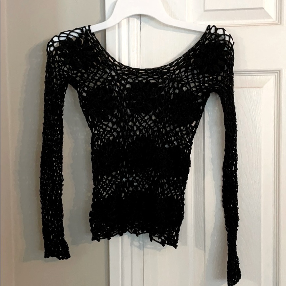 Black Crocheted Long Sleeve